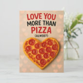 Carte de la Saint-Valentin pour l'amour de la pizz (Debout devant)