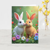 Carte de la Saint-Valentin pour Lapins (Fleur jaune)