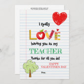 Carte de la Saint-Valentin pour l'enseignant (Devant / Derrière)