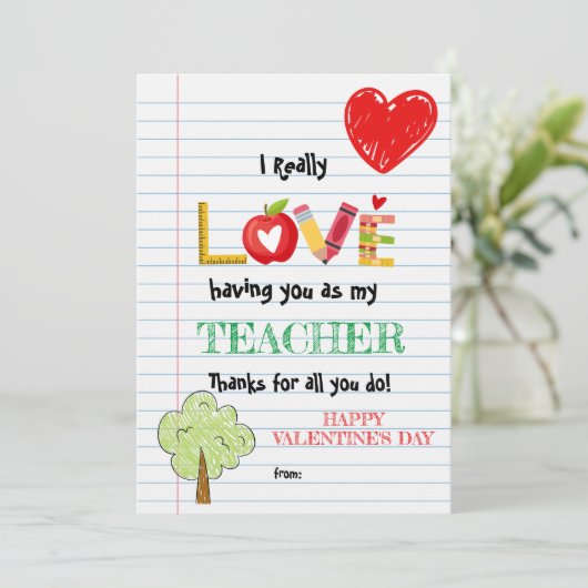 Carte de la Saint-Valentin pour l'enseignant (Debout devant)