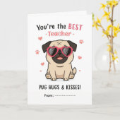 Carte de la Saint-Valentin pour l'enseignant Pug H (Fleur jaune)