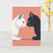 Carte de la Saint-Valentin pour les chats minimali (Fleur jaune)