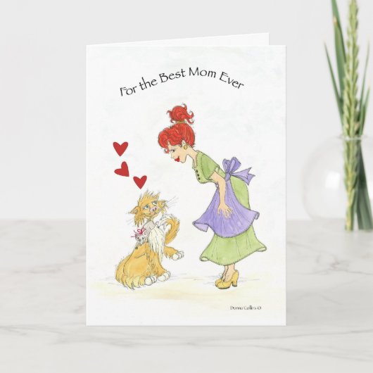 Carte de la Saint-Valentin pour maman et chat (Devant)