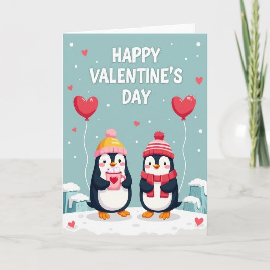 Carte de la Saint-Valentin pour Manchots Rayés (Devant)