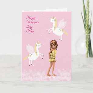 Carte de la Saint-Valentin pour nièce avec licorne