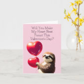 Carte de la Saint-Valentin pour paresseux - Drôle (Fleur jaune)