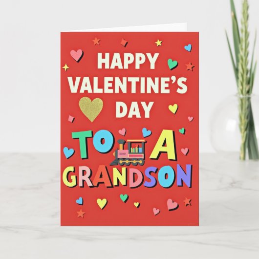 Carte de la Saint-Valentin pour petit-fils joyeux (Devant)