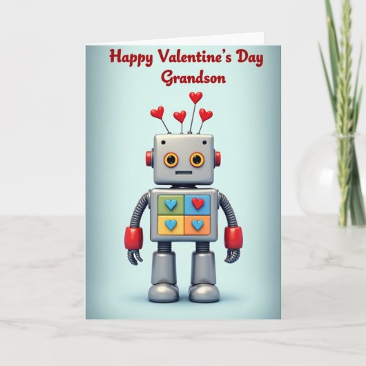 Carte de la Saint-Valentin pour petit-fils Robot (Devant)