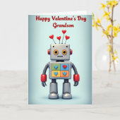 Carte de la Saint-Valentin pour petit-fils Robot (Fleur jaune)