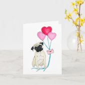 Carte de la Saint-Valentin pour pug (Fleur jaune)
