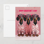 Carte de la Saint-Valentin pour teckel rose (Devant / Derrière)