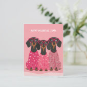 Carte de la Saint-Valentin pour teckel rose (Debout devant)