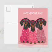 Carte de la Saint-Valentin pour teckel rose (Devant / Derrière)
