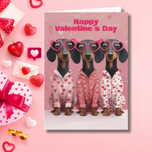 Carte de la Saint-Valentin pour teckel rose