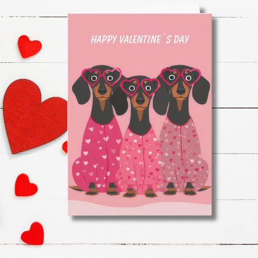 Carte de la Saint-Valentin pour teckel rose