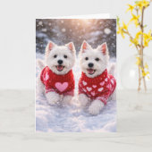 Carte de la Saint-Valentin pour Terrier West Highl (Fleur jaune)