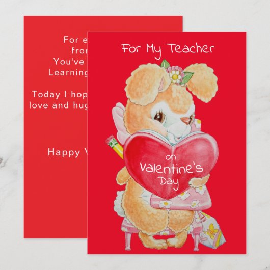 Carte de la Saint-Valentin pour un bon enseignant (Devant / Derrière)