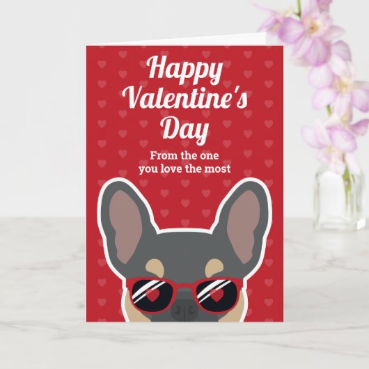 Carte de la Saint-Valentin pour un Bouledogue Fran (Orchidée)