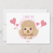 Carte de la Saint-Valentin pour un caniche mignon  (Devant)