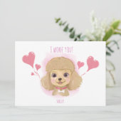 Carte de la Saint-Valentin pour un caniche mignon  (Debout devant)