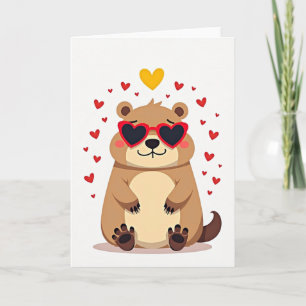 Carte de la Saint-Valentin pour une marmotte amour