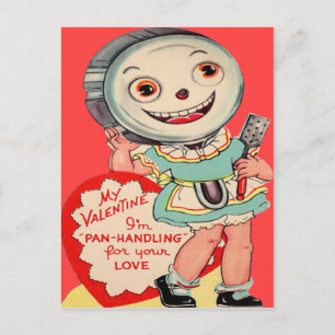 Carte de la Saint-Valentin pour une poêle à frire