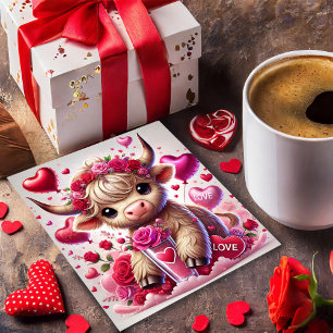 Carte de la Saint-Valentin pour vache des Highland