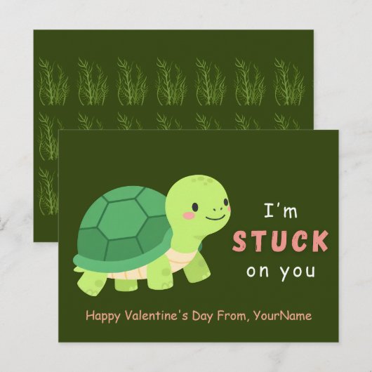 Carte de la Saint-Valentin punitive Tortue Mignonn (Devant / Derrière)