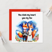 Carte de la Saint-Valentin renard (Devant/Arrière en situation)