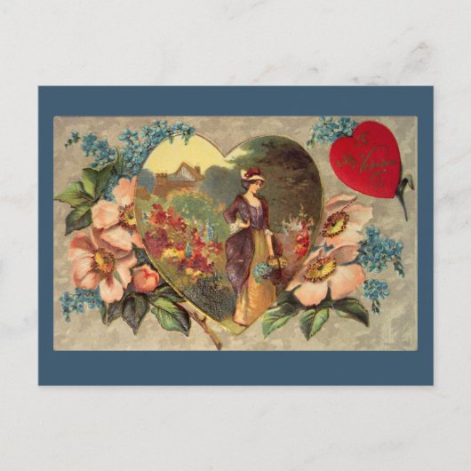 Carte de la Saint-Valentin représentant un jardin (Devant)