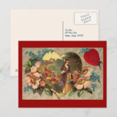 Carte de la Saint-Valentin représentant un jardin (Devant / Derrière)