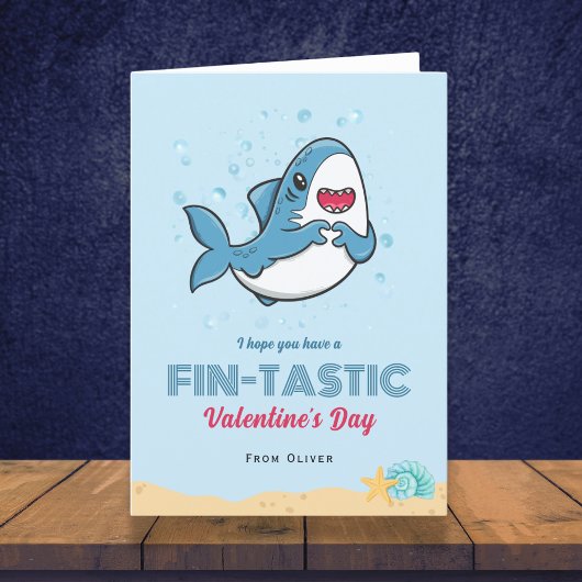 Carte de la Saint-Valentin requin pour enfants