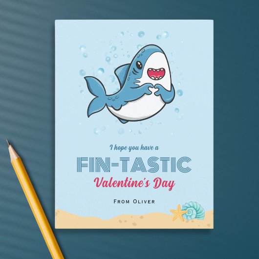 Carte de la Saint-Valentin requin pour enfants