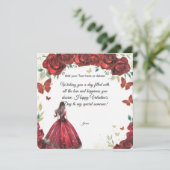 Carte de la Saint-Valentin Robe de Rose Rouge Pers (Debout devant)