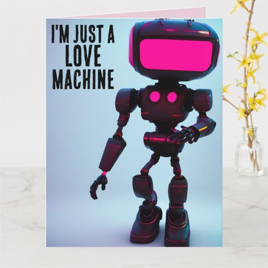 CARTE DE LA SAINT-VALENTIN ROBOT MACHINE À AIMER G (Fleur jaune)