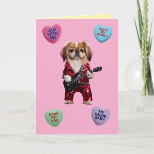 Carte de la Saint-Valentin Rocker Pékinois (Devant)