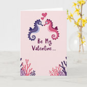 Carte de la Saint-Valentin Romance Hippocampe (Fleur jaune)