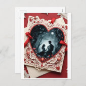 Carte de la Saint-Valentin romantique - Dessin de  (Devant / Derrière)