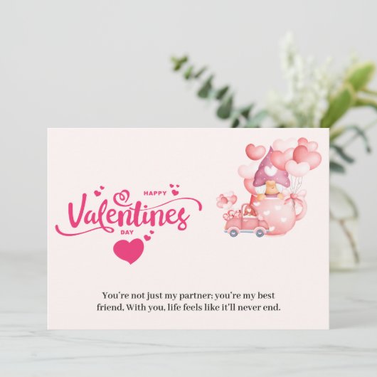 Carte de la Saint-Valentin rose (Debout devant)