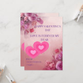 Carte de la Saint-Valentin rose clair | Élégant Ro (Devant/Arrière en situation)