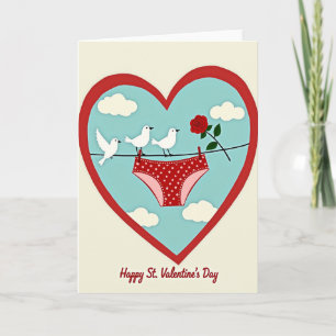 Carte de la Saint-Valentin Rose Culotte Rouge