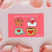 Carte de la Saint-Valentin rose et rouge coeur amu