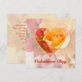 Carte de la Saint-Valentin Rose Jaune Pâle (Devant / Derrière)