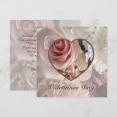 Carte de la Saint-Valentin Rose Pâle (Devant / Derrière)
