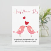 Carte de la Saint-Valentin rose rouge (Debout devant)