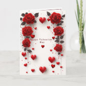 Carte de la Saint-Valentin Roses Rouges Cœurs Roug (Devant)