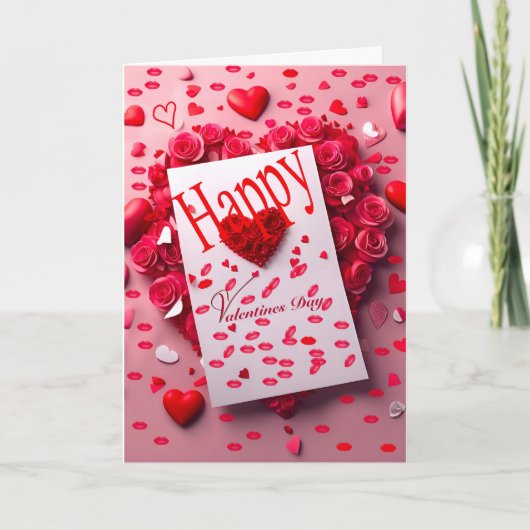 Carte de la Saint-Valentin Rouge Floral "Je t'aime (Devant)