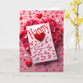 Carte de la Saint-Valentin Rouge Floral "Je t'aime (Fleur jaune)
