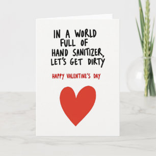 Carte de la Saint-Valentin sale pour désinfectant