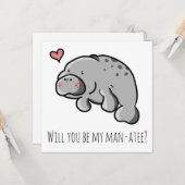 Carte de la Saint-Valentin 'Seras-tu mon lamantin? (Devant/Arrière en situation)